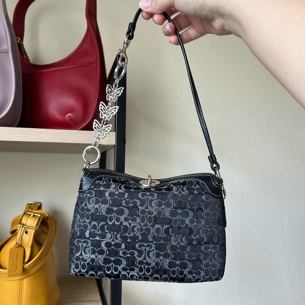 SOLD Y2K Coach Optic Shimmer Mini Turnlock Bag 🖤
